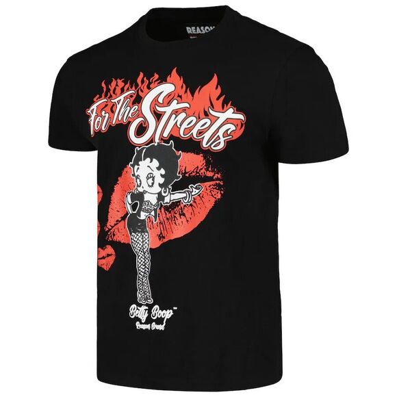 Betty Boop Reason Men's Black Red Flames For The Streets Short Sleeve Tee XXL - Picture 4 of 6